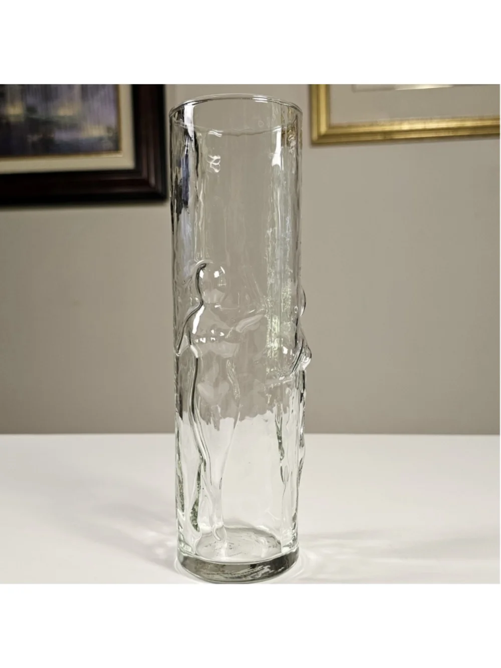 Vintage Libbey La Femme Nude Lady Glass Vase 9” Tall Mid Century Clear 1960s